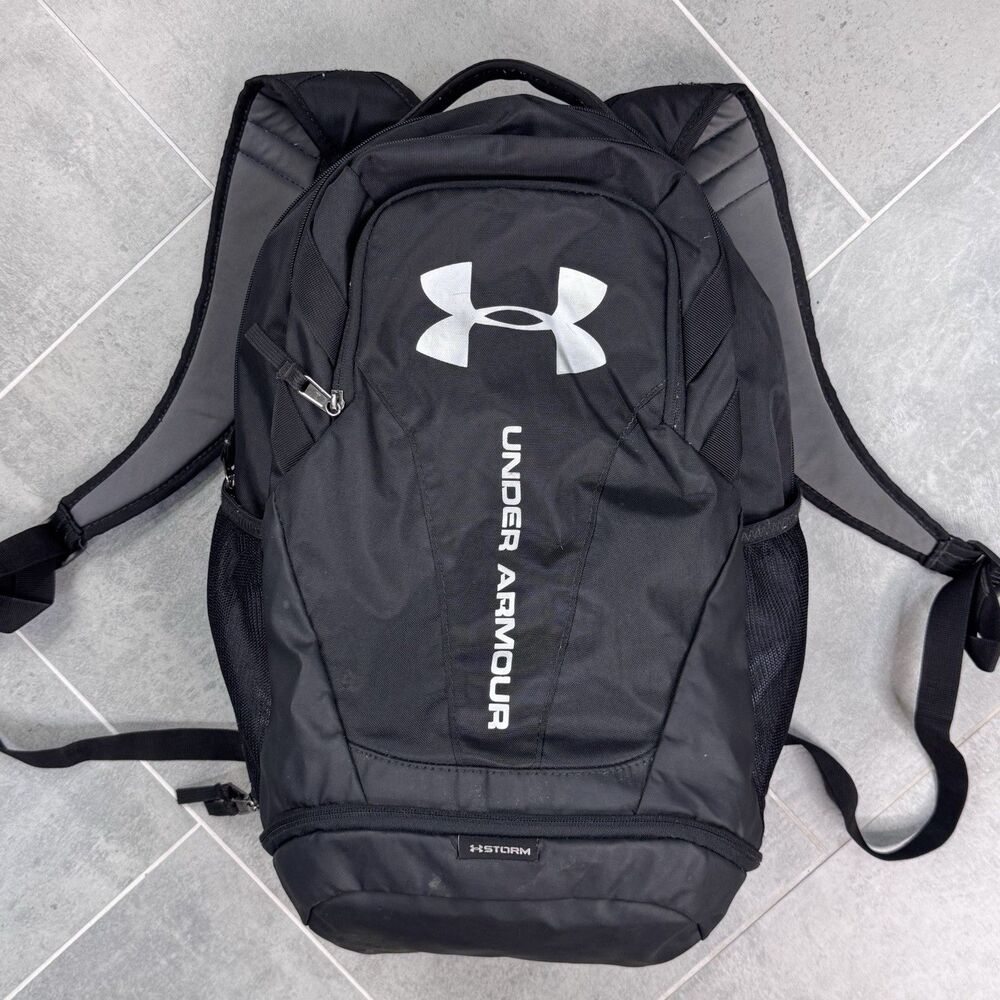 Under Armour Hustle 3.0 Backpack Black UA Storm Laptop Gym School VGUC